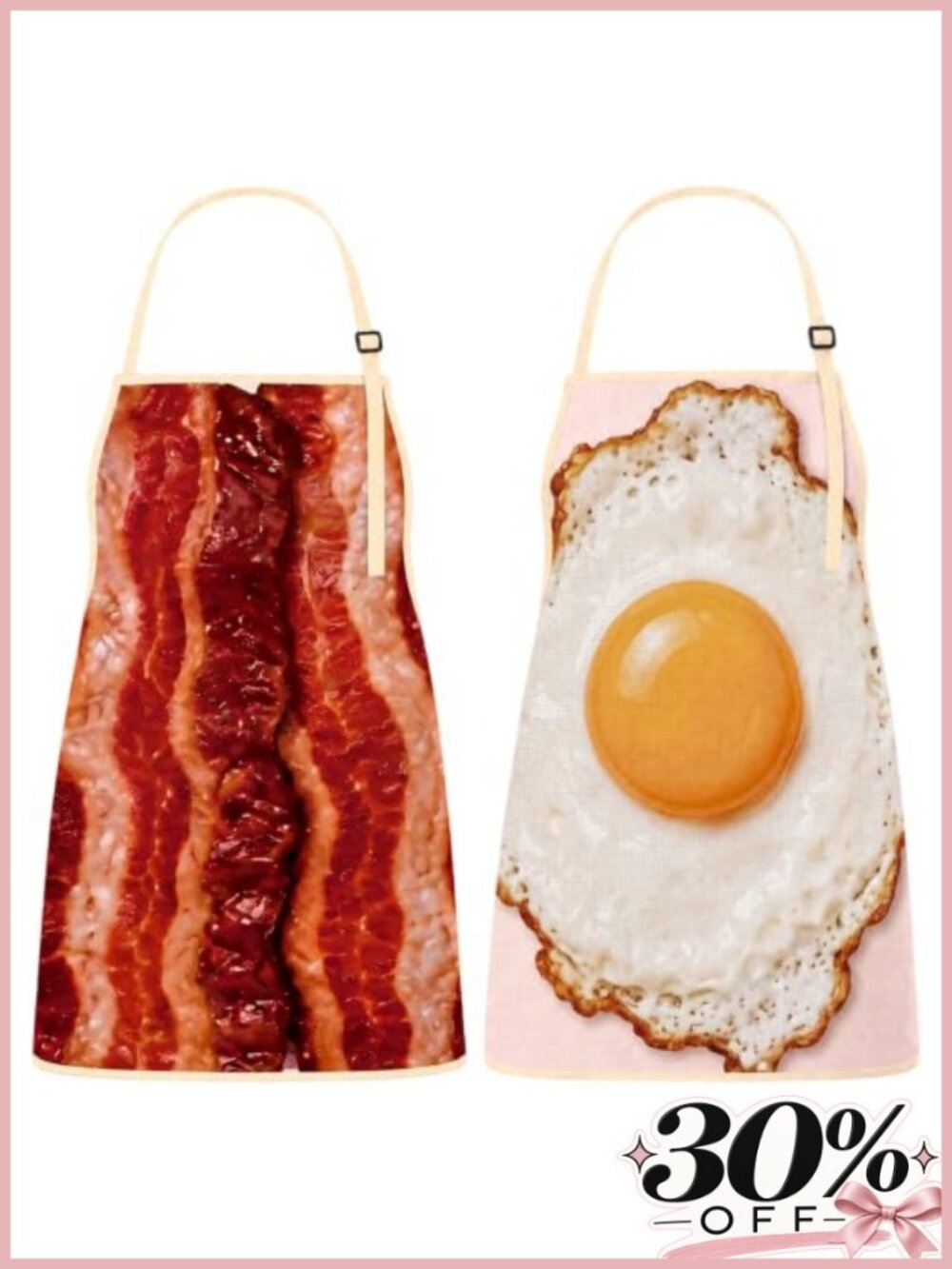 2pc Halloween Couple Aprons Fried Egg Bacon Adjustable Polyester